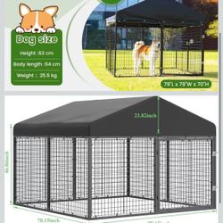 Large outdoor dog enclosure, sturdy cage with roof, galvanized steel dog fence with double security lock (6.56 x 6.56 ft) $ 100