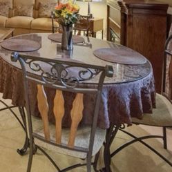 Wood dinner table with glass panel 