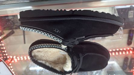 UGG Black Suede Shearling Slippers