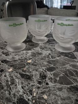 Walt Disney World Frosted Glass Goblets Set of 3