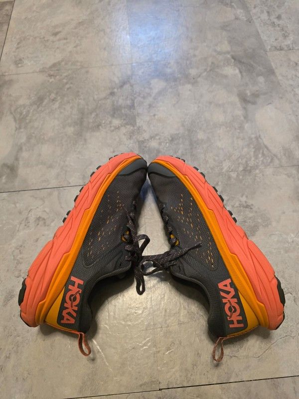 HOKA One One Challenger ATR 6 Trail Running Shoes Women's 7.5B Gray/Orange/Coral