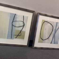 Pair of Z Gallerie Framed Art Prints - Sybille Hassinger “Untitled 2002” Canvas Prints