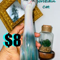 $8 Beautiful Vintage Porcelain Cat 10” tall great to decor around your plants