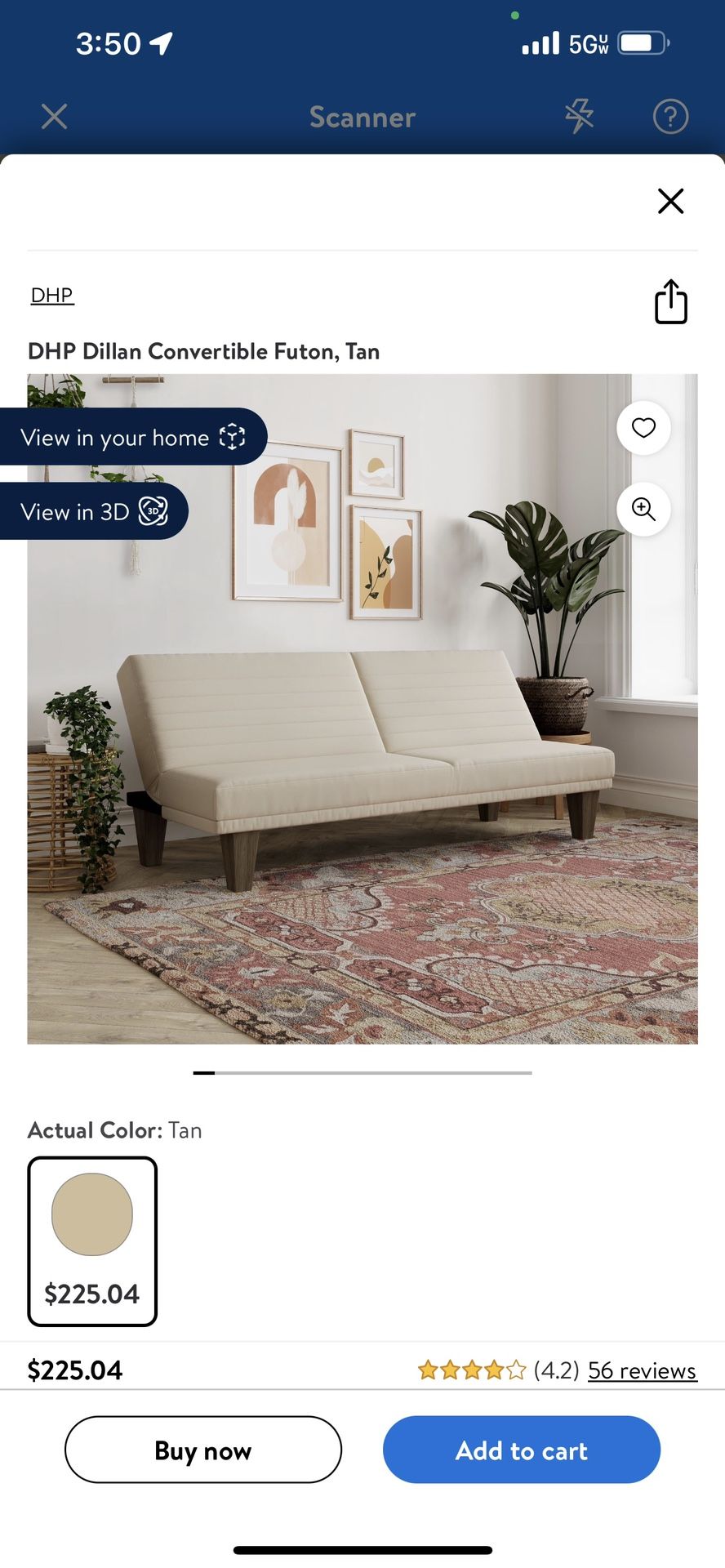 DHP Dillan Convertible Futon, Tan Pm if interested