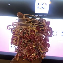 Hot Pink Charm Bangle Bracelets 