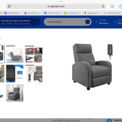Lacoo Gray Fabric Recliner Chair Massage Home Theater Chair