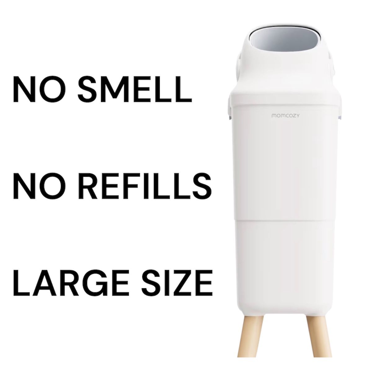 Diaper Pail Odor Control – Large Baby Trash Can No Smell White