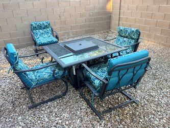 Patio Fire Pit Table Set with 4 Chairs