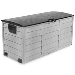 Large All-Weather UV Outdoor Patio Storage Deck Box in Gray and Black
