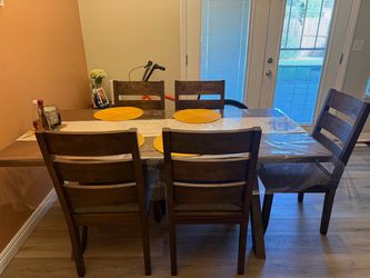 Dark Wood Dining Table with 6 Chairs