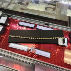 10Kt HOLLOW Rope Bracelet