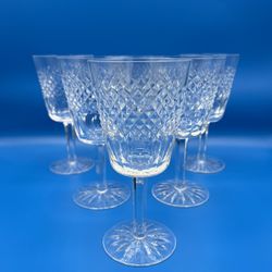 6 - Waterford Crystal CARA CLARET Water Goblets Glasses 7" 10 ozs. 
