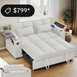 Sofá Bed w/usb, Cup holders,storage $250🏆