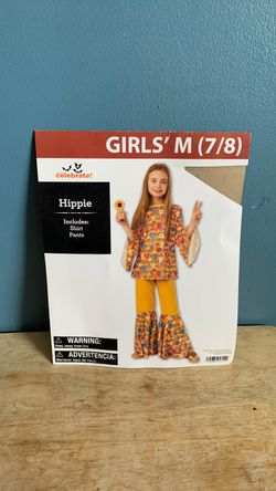 HALLOWEEN 60s HIPPIE KIDS SIZE MEDIUM 7-8 COSTUME