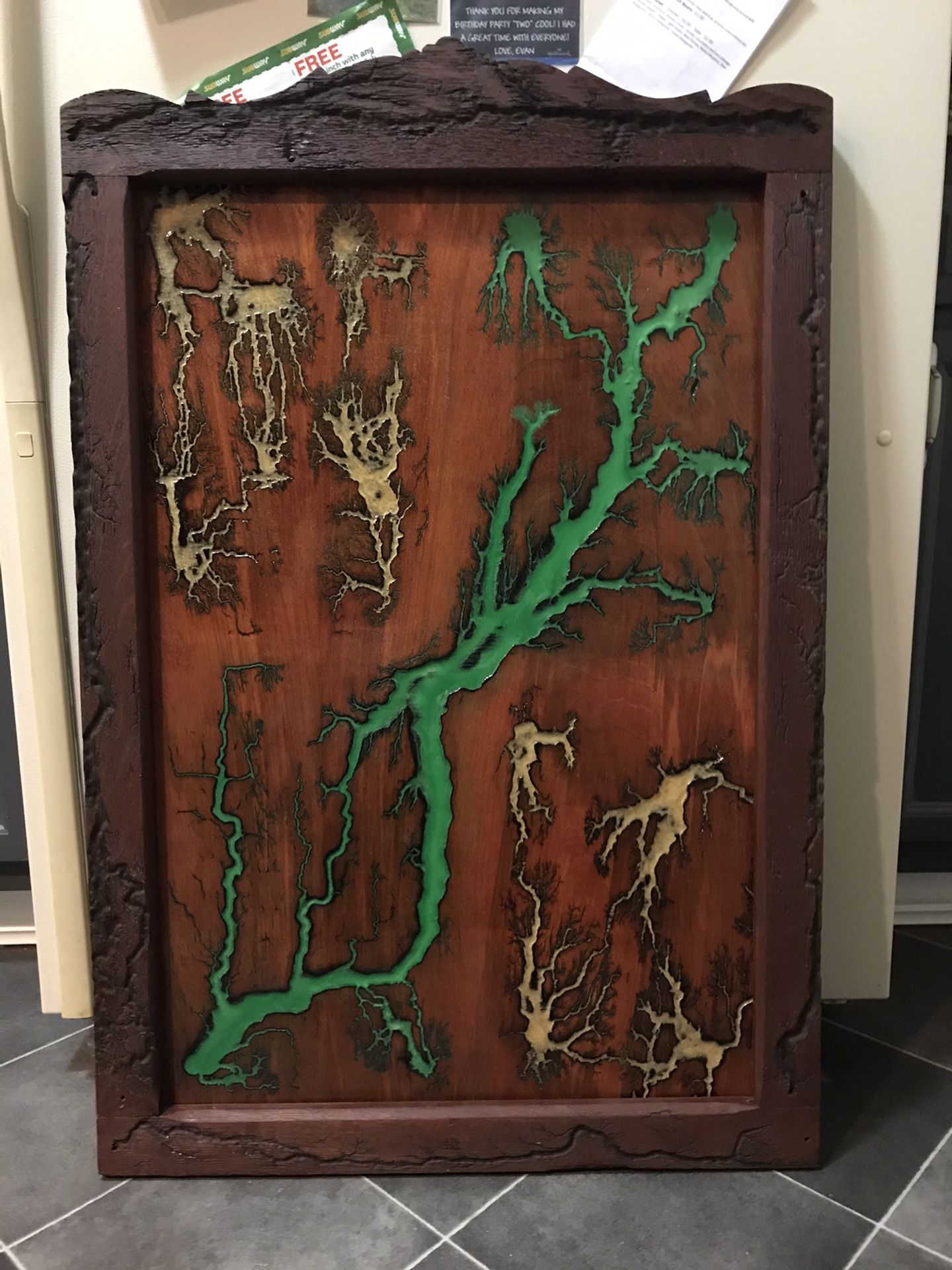 Lichtenberg Epoxy Wall Art In Frame Fractal Wood Burning