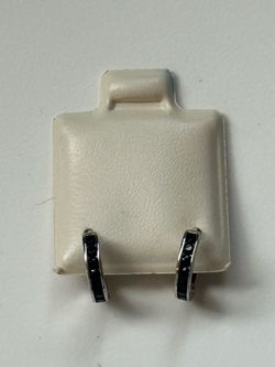 onyx and silver hoops
