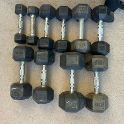 Mismatch Hex Rubber Dumbbell Set Weights 5-25lbs