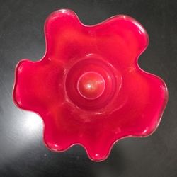 Blue and Red Hand Blown Cased Glass Vase