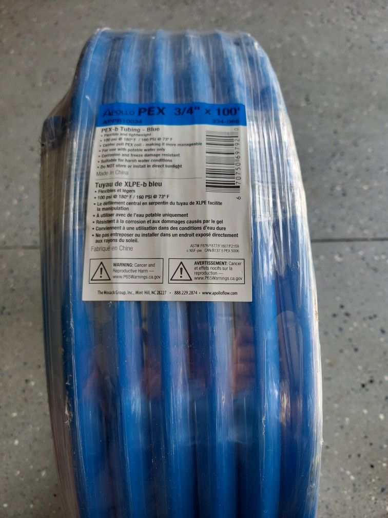 Blue Pex Pipe 3/4 In ×100FT