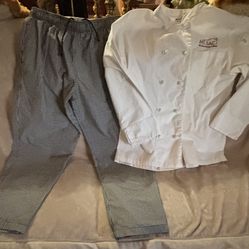 Mt SAC Culinary Check Pants & White Coat Unisex XL