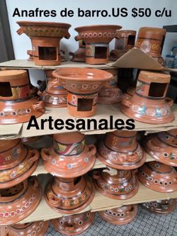 Braceros o anafres artesanales de  barro grandes y chicos