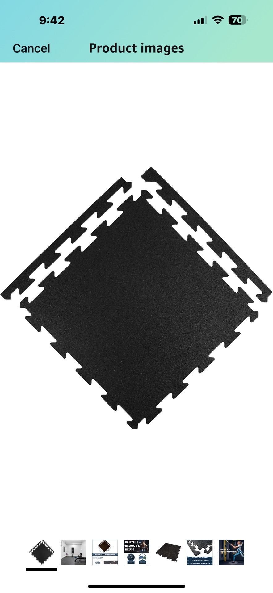Flooring Inc's 1/4" & 8mm Eco-Lock Interlocking Rubber Floor Tiles – Recycled Gym Flooring for Home Gyms, Garages, and Workouts, 24” x 24” (Black, 8mm
