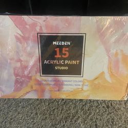 MEEDEN Acrylic Paint Set, 15 Vibrant Colors, (500ML/16.9 oz) Non-Toxic for Canvas, Fabric, Crafts, and More for Art