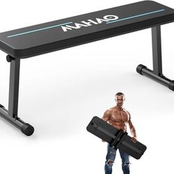 Flat Weight Bench, Foldable Workout Bench for Home Gym with 660 LBS Weight Capacity, Flat Bench Press for Full Body Workout, Black MB20, NEW 
