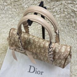 New Christian Di🧳or Trotter Romantic PVC Beige Chain Shoulder Bag Dust Bag from Italy