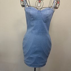 Haute Monde Blue Ribbed Bodycon Mini Dress