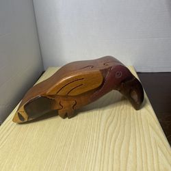 Carved Wood Toucan Puzzle With Secret Tricket Box 