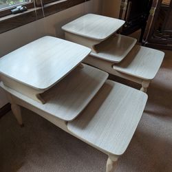 Mid Century Modern 3-Tier Step End Tables blonde