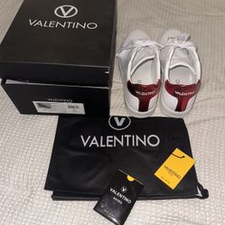 Valentino Sofia Metallic Logo Leather Sneaker 