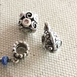 3 Pandora Charm (happy fish, dangle stone, swirl with cz)