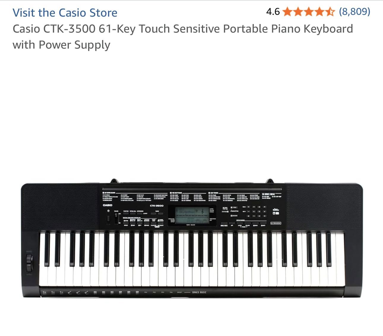 Casio CTK 3500 61 Key Touch Sensitive Portable Piano Keyboard with