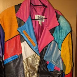 Vintage Leather multi Color Jacket 