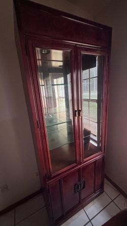 Vintage Wooden Hutch with Glass Display
