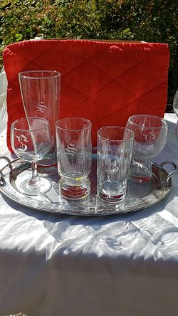 29 Monogrammed etched glasses... "S"