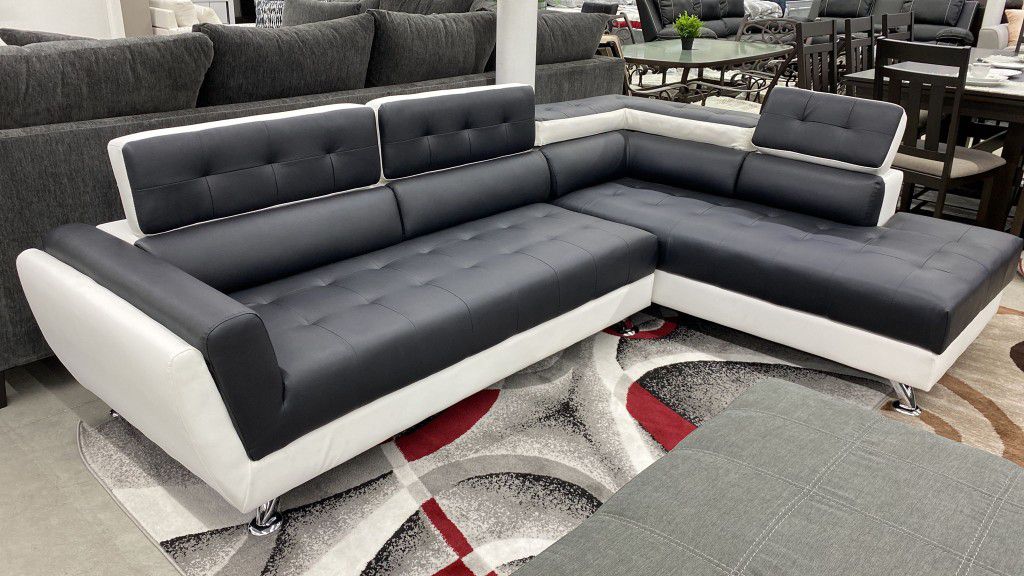 Black & White Sectional 💥 Only $54 Down Payment, Financing Available,Fast Delivery 