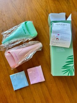 New 2-Pack SkinCool Ice Roller Set – Pink & Green Facial Cooling Massagers with Microfiber Cloths