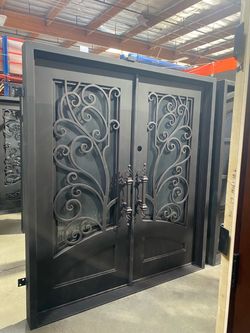 Wrought iron entry doors