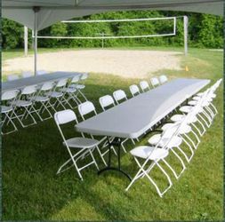 Folding tables and chairs