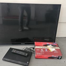 42" Sony TV With Wallm Mount. Remote And Dvd Player