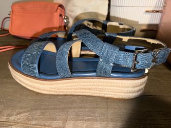 Michael Kors   Signature Logo Platform Espadrille Sandal denim blue