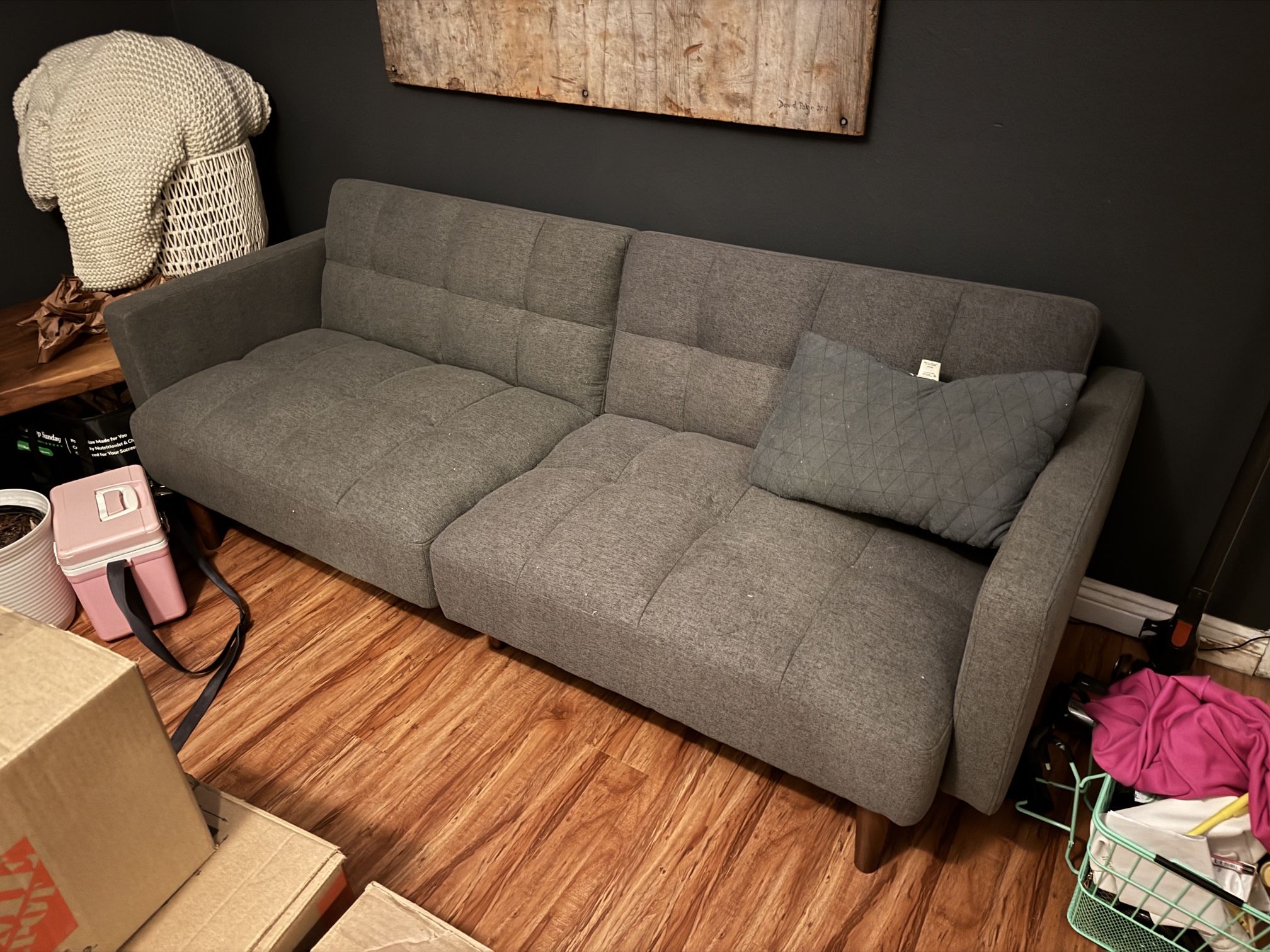 Modern Futon, Grey Fabric