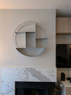 27" Silver Metal Circular Wall Shelf - Multi-Compartment Accent Piece