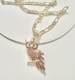Necklace Red Owl Gold Plated