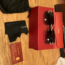 Cartier C Decor 56MM Rimless Rectangular Sunglasses