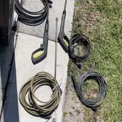 4 Electric Pressure, Washer, Hoses, And Three Wands everything is not been tested $40 for everything