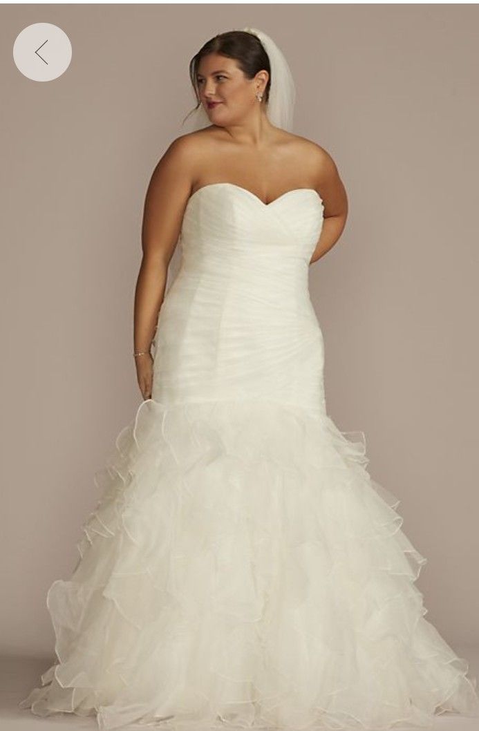 Ivory wedding gown and veil